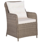 Set da Bistro 3 pz con Cuscini in Polyrattan Marrone