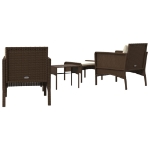 Set Divani da Giardino 5 pz con Cuscini Marrone in Polyrattan