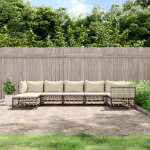 Set Divani da Giardino 7 pz con Cuscini Antracite in Polyrattan