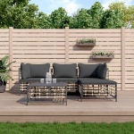 Set Divani da Giardino 4 pz con Cuscini Antracite in Polyrattan