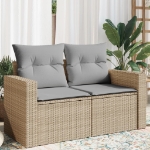 Divano da Giardino con Cuscini a 2 Posti Beige in Polyrattan