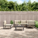 Set Divani da Giardino 6 pz con Cuscini Antracite in Polyrattan