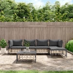 Set Divani da Giardino 6 pz con Cuscini Antracite in Polyrattan