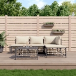 Set Divani da Giardino 5 pz con Cuscini Antracite in Polyrattan