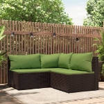 Set Mobili da Giardino 3 pz con Cuscini in Polyrattan Marrone