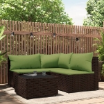 Set Mobili da Giardino 4 pz con Cuscini in Polyrattan Marrone