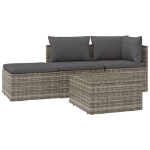 Set Divani da Giardino 4 pz con Cuscini in Polyrattan Grigio