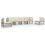 Set Divani da Giardino 6 pz con Cuscini Antracite in Polyrattan