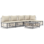 Set Divani da Giardino 6 pz con Cuscini Antracite in Polyrattan