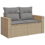 Divano da Giardino con Cuscini a 2 Posti Beige in Polyrattan