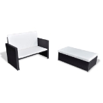 Set Divani da Giardino 2 pz con Cuscini in Polyrattan Nero