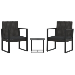 Set Divani da Giardino 3 pz con Cuscini Nero in Polyrattan