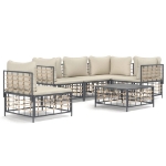 Set Divani da Giardino 6 pz con Cuscini Antracite in Polyrattan