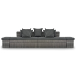 Set Divani da Giardino 4 pz con Cuscini in Polyrattan Grigio