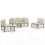 Set Divani da Giardino 4 pz con Cuscini Antracite in Polyrattan