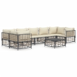 Set Divani da Giardino 8 pz con Cuscini Antracite in Polyrattan