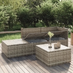 Set Divani da Giardino 4 pz con Cuscini in Polyrattan Grigio