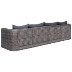 Set Divani da Giardino 4 pz con Cuscini Grigio in Polyrattan