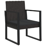 Set Divani da Giardino 3 pz con Cuscini Nero in Polyrattan