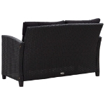 Divano da Giardino 2 Posti con Cuscini Nero 124 cm Polyrattan