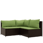 Set Mobili da Giardino 4 pz con Cuscini in Polyrattan Marrone