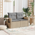 Divano da Giardino con Cuscini a 2 Posti Beige in Polyrattan