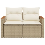 Divano da Giardino con Cuscini a 2 Posti Beige in Polyrattan