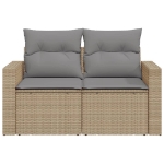 Divano da Giardino con Cuscini a 2 Posti Beige in Polyrattan