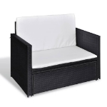 Set Divani da Giardino 2 pz con Cuscini in Polyrattan Nero