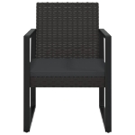 Set Divani da Giardino 3 pz con Cuscini Nero in Polyrattan