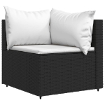 Set Divani da Giardino 3 pz con Cuscini Nero in Polyrattan