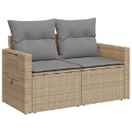 Divano da Giardino con Cuscini a 2 Posti Beige in Polyrattan