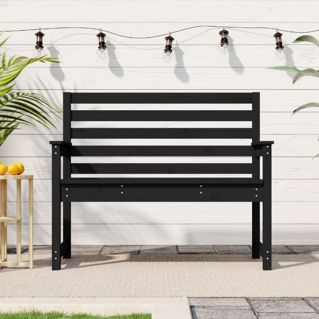 Panca da Giardino Nera 109x48x91,5 cm Legno Massello di Pino