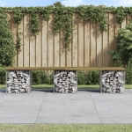 Panca da Giardino Design Gabbione 203x31x42 cm Pino Impregnato