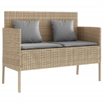 Panca da Giardino con Cuscini Beige in Polyrattan