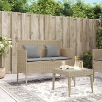 Panca da Giardino con Cuscini Beige in Polyrattan