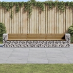 Panca da Giardino Design Gabbione 347x71x65,5cm Pino Impregnato