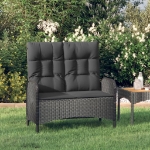 Panca Reclinabile da Giardino con Cuscini 107cm Polyrattan Nera