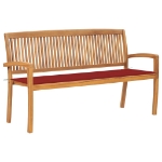 Panchina da Giardino Impilabile con Cuscino 159cm Teak Massello