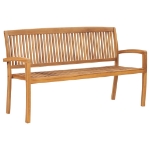 Panchina da Giardino Impilabile con Cuscino 159cm Teak Massello