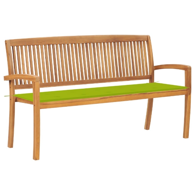 Panchina da Giardino Impilabile e Cuscino 159cm Teak Massello