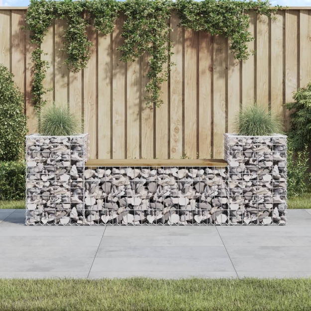 Panca da Giardino Design Gabbione 183x41x60,5cm Pino Impregnato