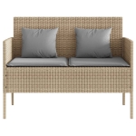 Panca da Giardino con Cuscini Beige in Polyrattan