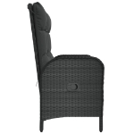 Panca Reclinabile da Giardino con Cuscini 107cm Polyrattan Nera