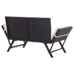 Panchina da Giardino con Cuscini 176 cm Nera in Polyrattan