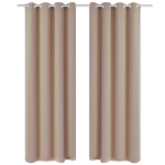 Tende Oscuranti Blackout Crema con Anelli di Metallo 135 x 245 cm 2 pz