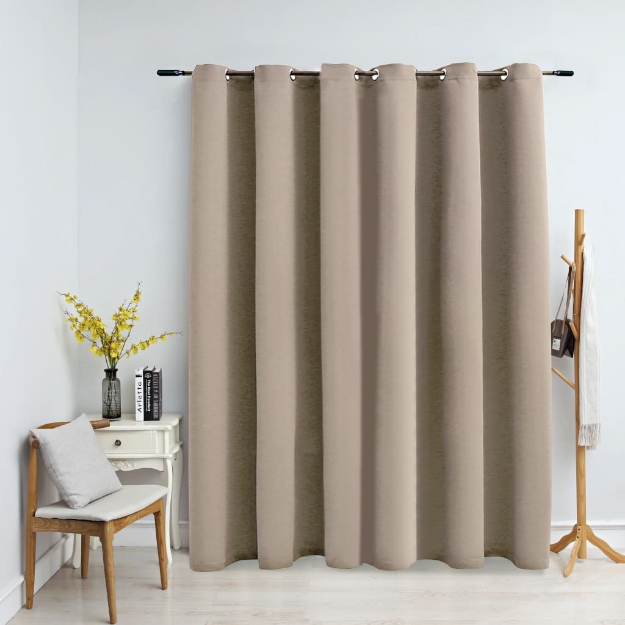 Tenda Oscurante con Anelli in Metallo Beige 290x245 cm