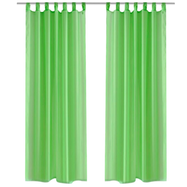 Tende Trasparenti 2 pz Verde Mela 140 x 175 cm