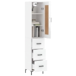 Credenza 34,5x34x180 cm in Legno Multistrato Bianco Lucido