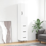 Credenza 34,5x34x180 cm in Legno Multistrato Bianco Lucido